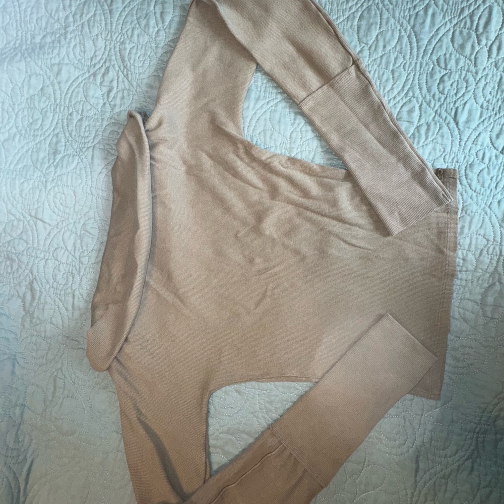 We The Free Taupe Ribbed Sweater Long Sleeve NWOT